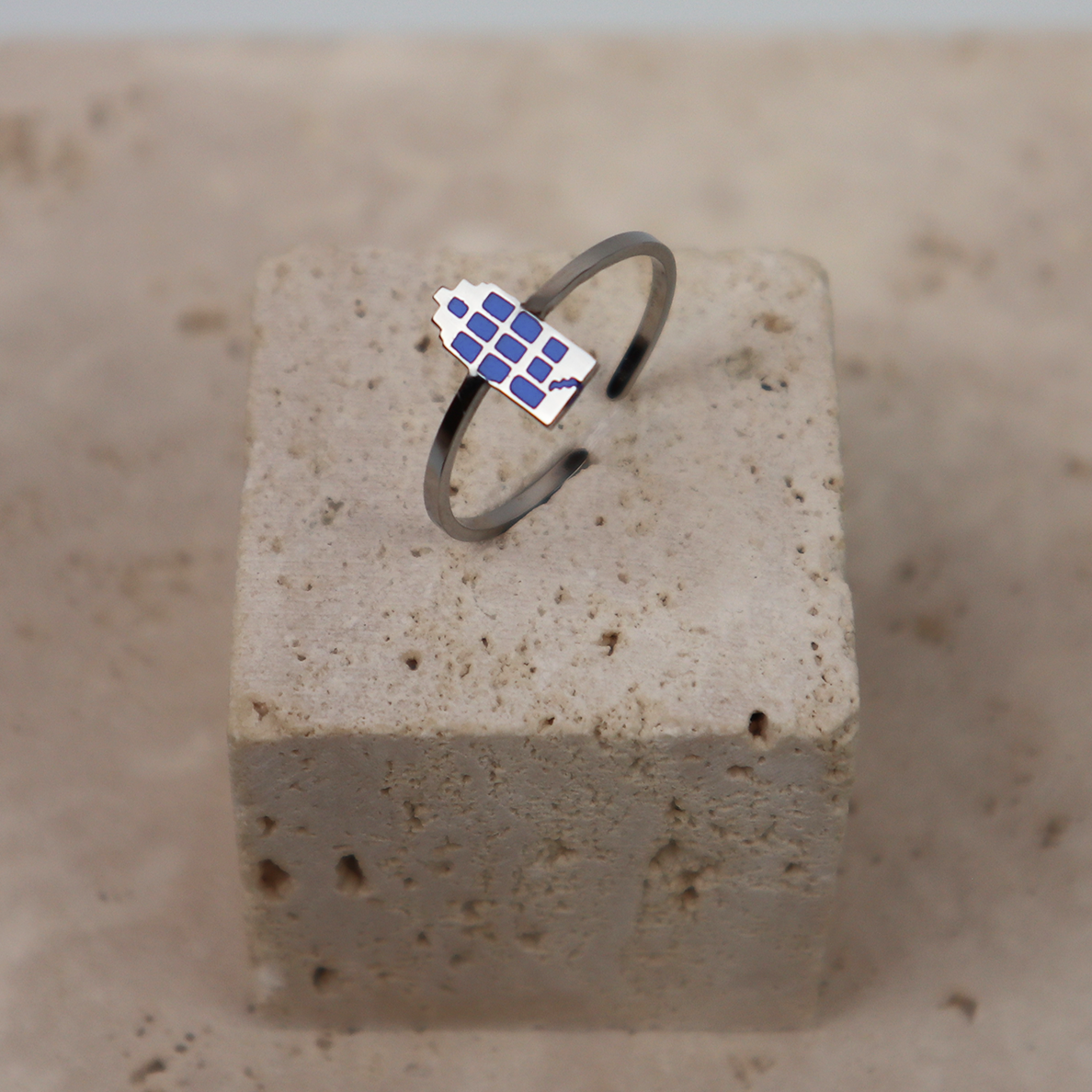 Ring - Grachtenpandje - Zilver - Blauw