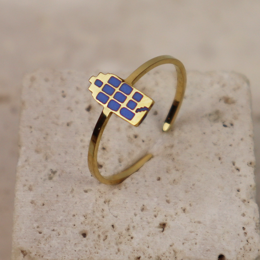 Ring - Grachtenpandje - Goud - Blauw