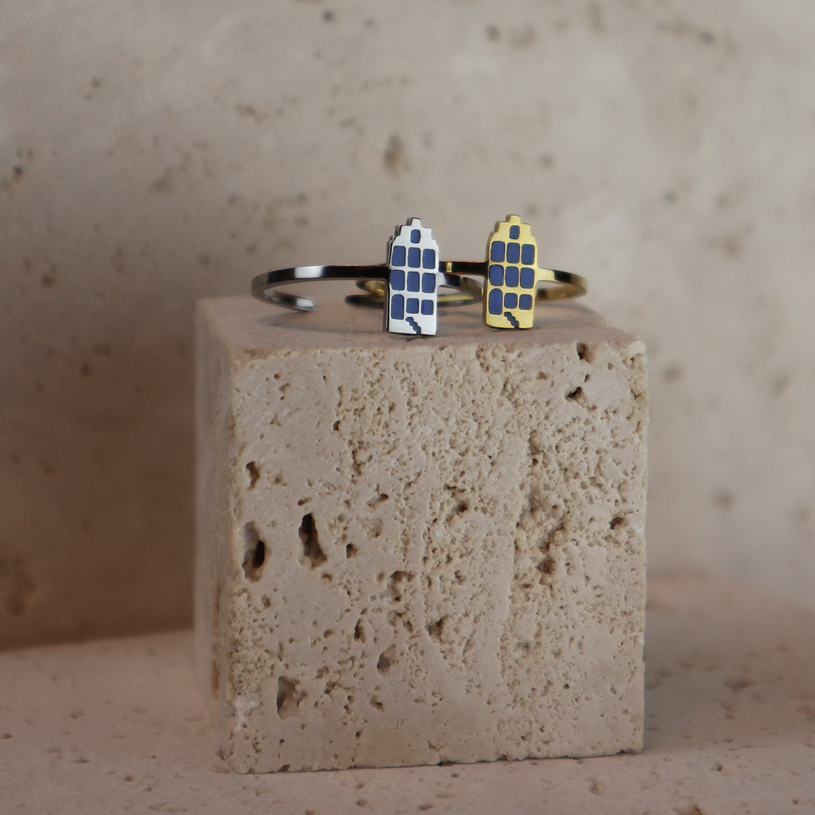 Ring - Grachtenpandje - Goud - Blauw