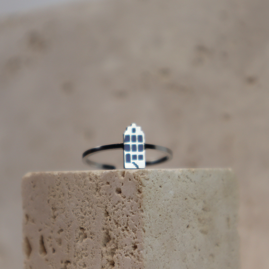 Ring - Grachtenpandje - Zilver - Blauw