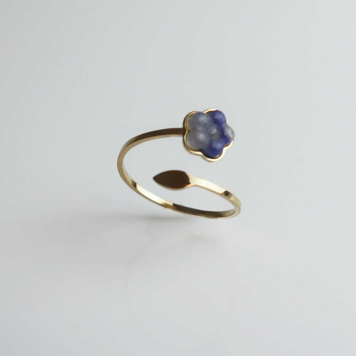 Ring – Blauwe Aventurijn - Vergeet-me-niet - Goud