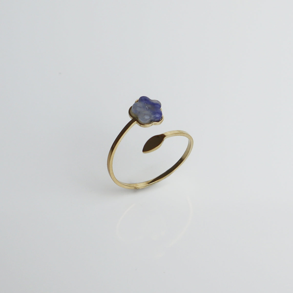 Ring – Blauwe Aventurijn - Vergeet-me-niet - Goud