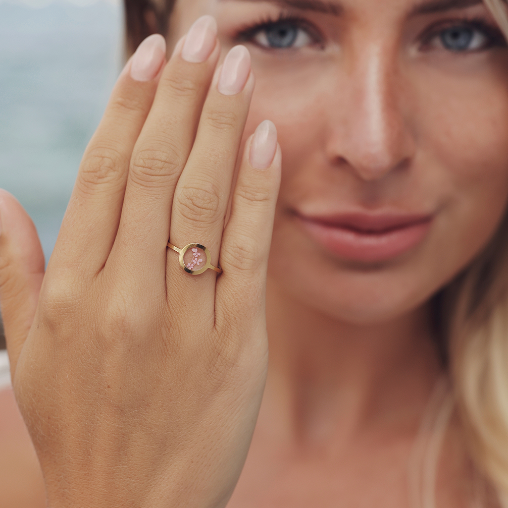 Drop Ring GeoS Dill Light Pink Gold