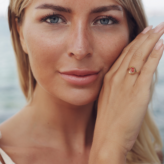 Ring GeoS - Dille - Rood - Zilver