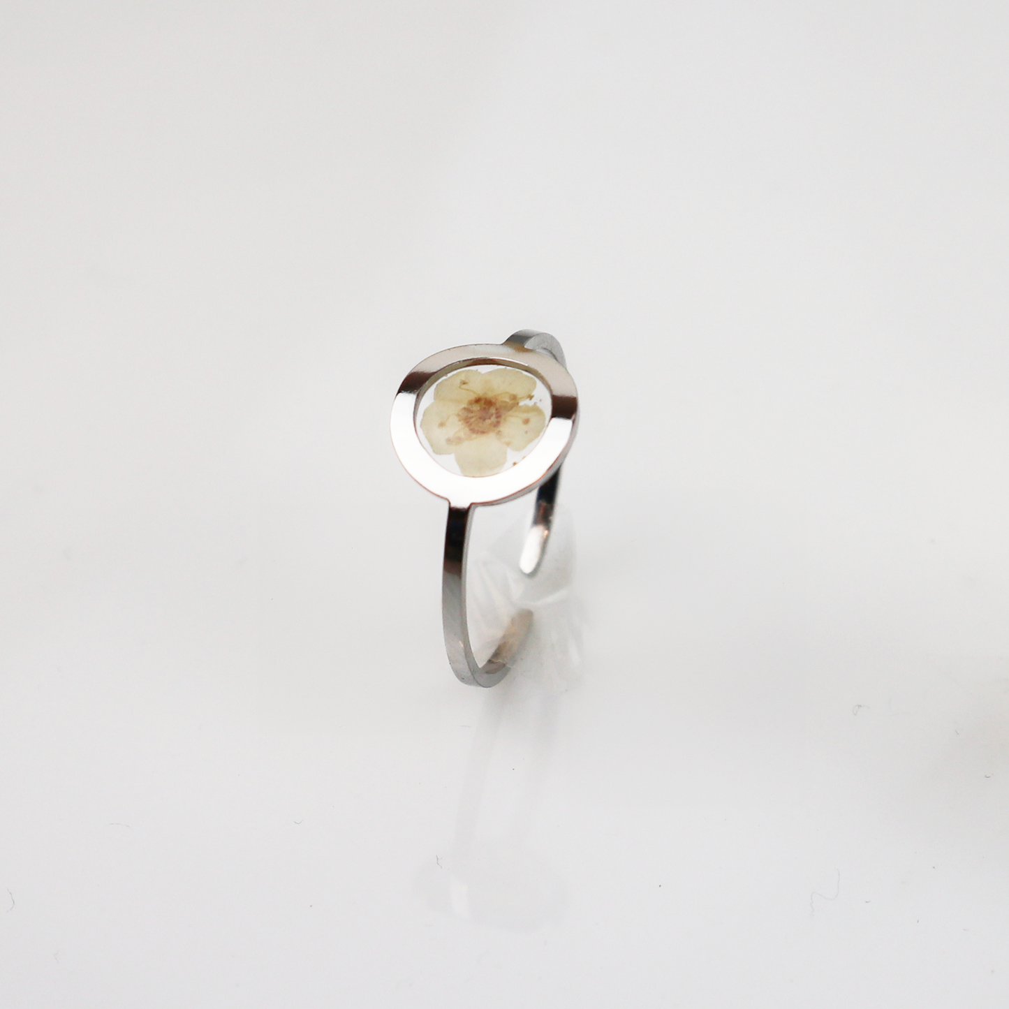 Ring GeoS - Plum Bloesem - Wit - Zilver