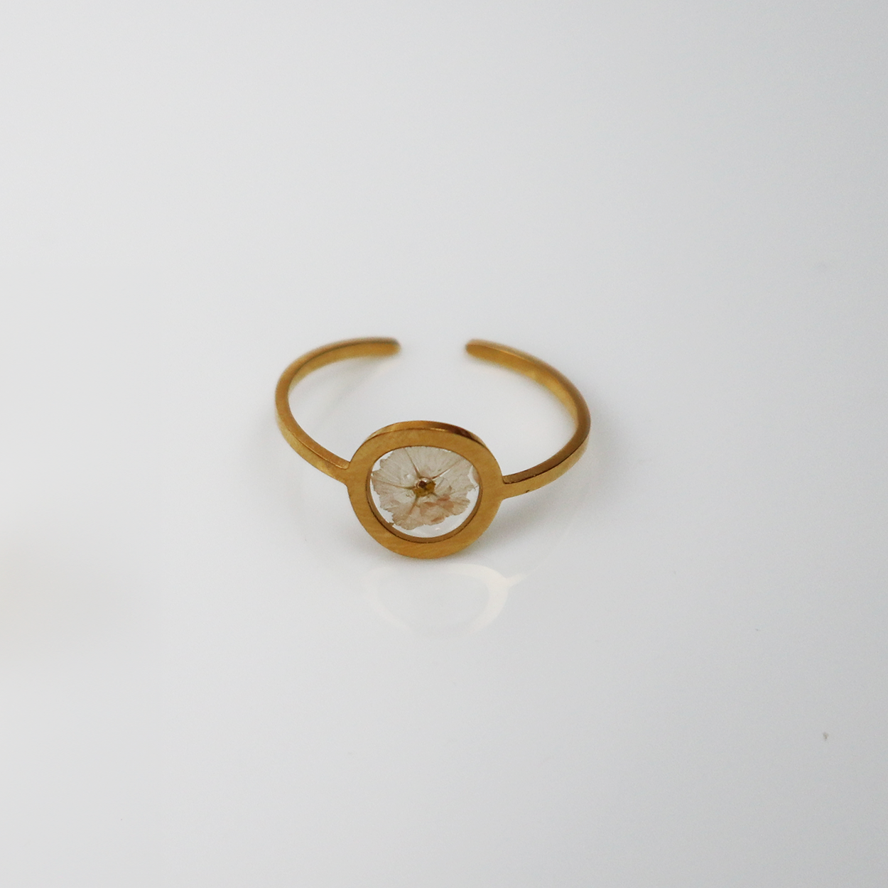 Drupt Ring GeoS Limonium 'diamond wit' Goud