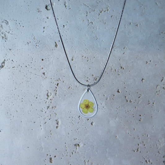 Hanger Drop – Plum Bloesem – Geel – Zilver