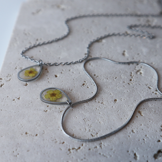 Hanger Drop – Plum Bloesem – Geel – Zilver