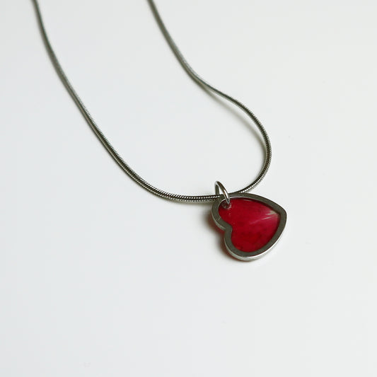 Hanger Hartje – Roos - Rood/Roze - Zilver