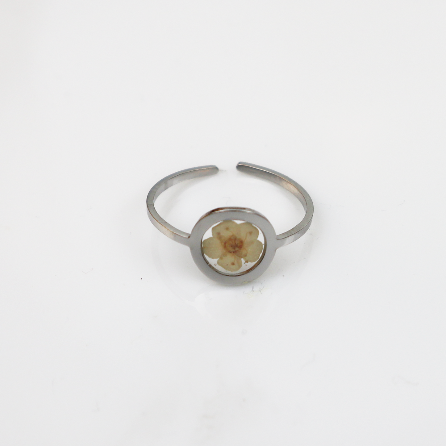 Ring GeoS - Plum Bloesem - Wit - Zilver