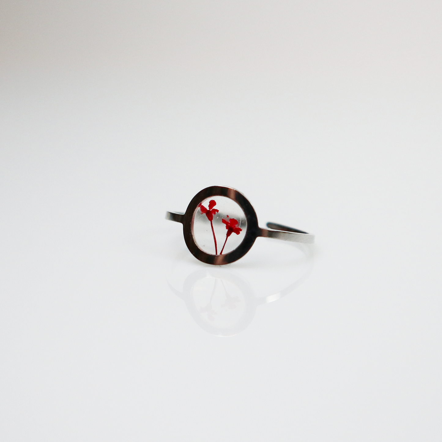 Ring GeoS - Dille - Rood - Zilver
