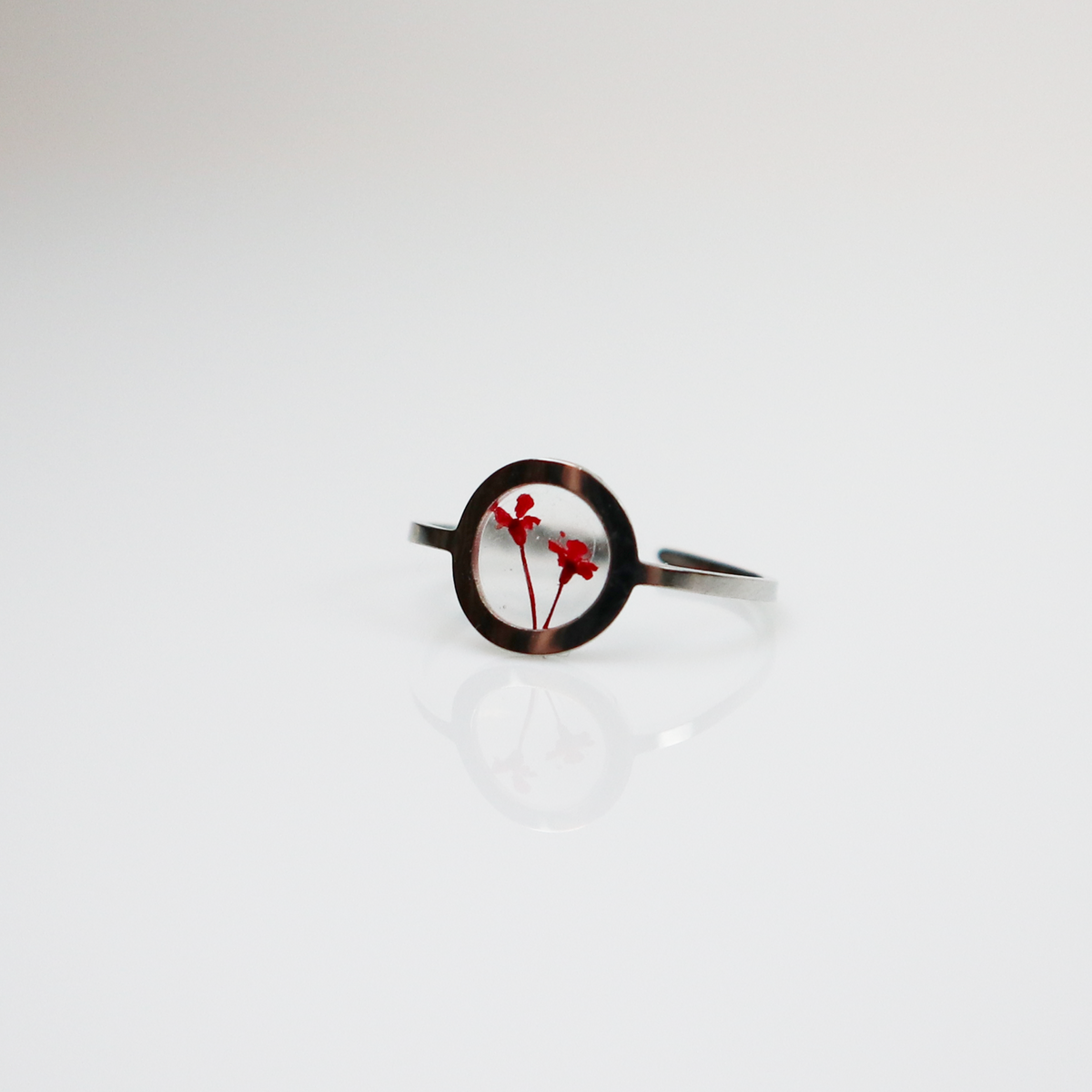 Ring GeoS - Dille - Rood - Zilver