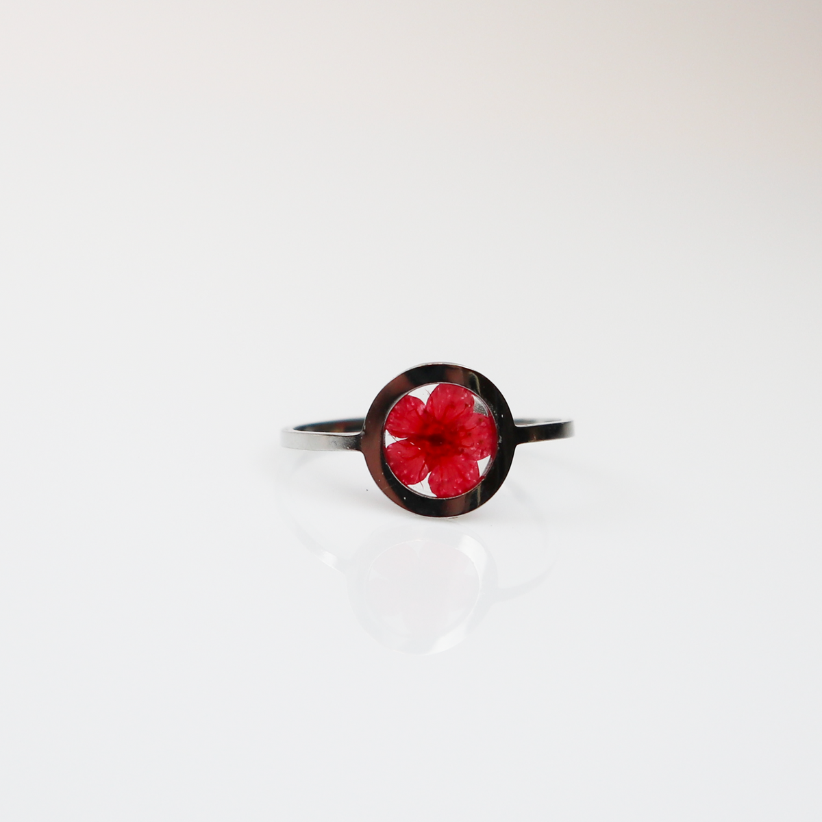 Ring GeoS - Plum Bloesem - Rood - Zilver