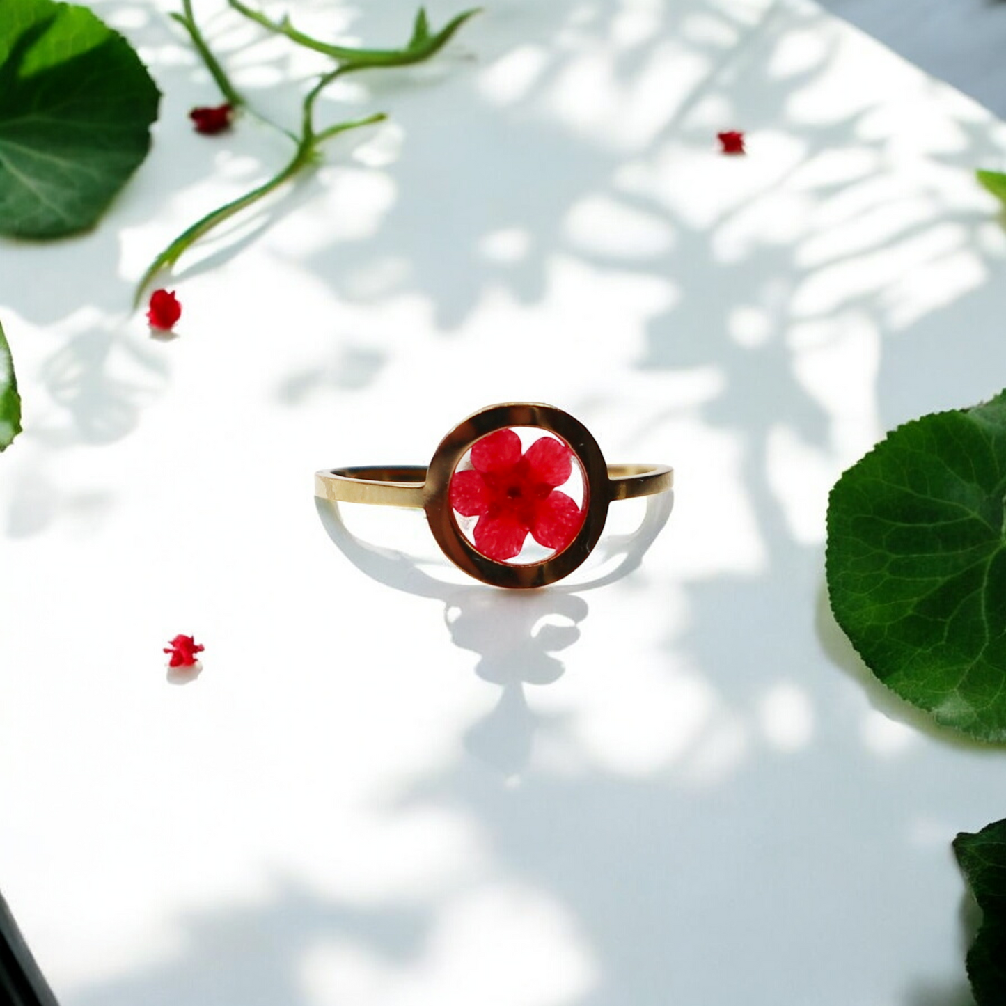 Ring GeoS - Plum Bloesem - Rood - Goud