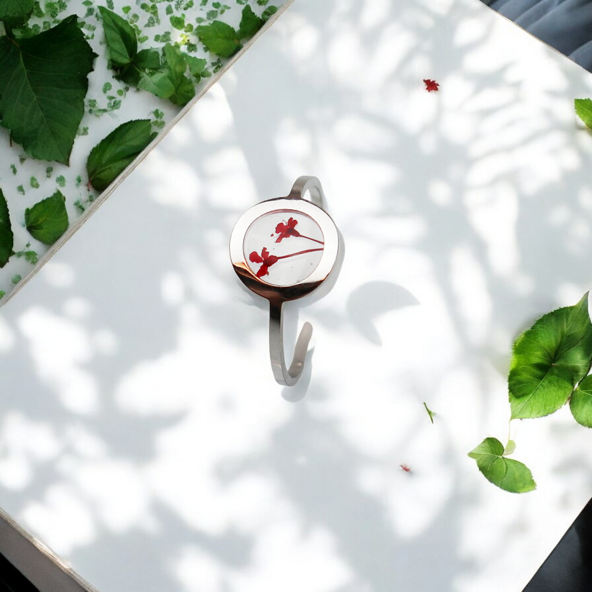 Ring GeoS - Dille - Rood - Zilver