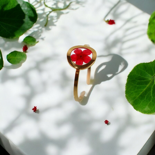 Ring GeoS - Plum Bloesem - Rood - Goud