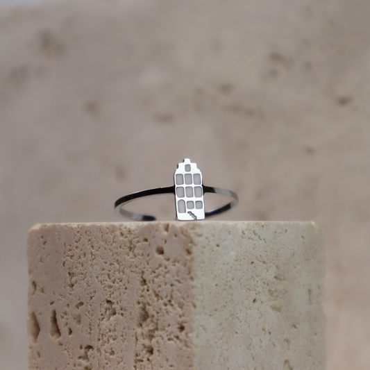 Ring - Grachtenpandje - Zilver - Wit