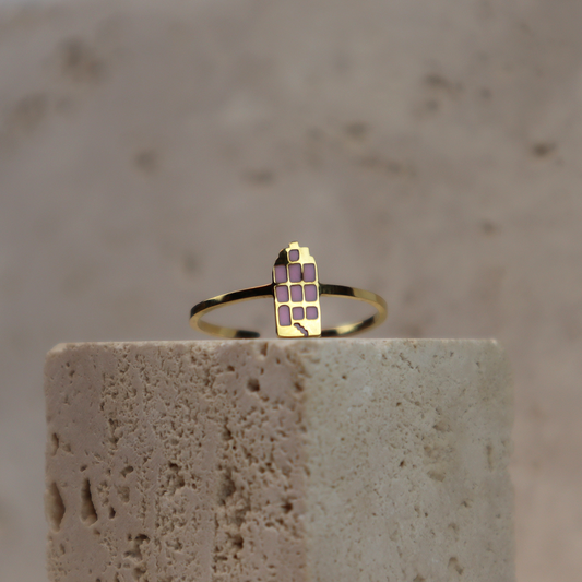 Ring - Grachtenpandje - Goud - Oud Roze