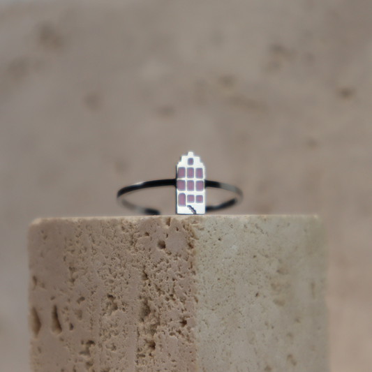 Ring - Grachtenpandje - Zilver - Roze