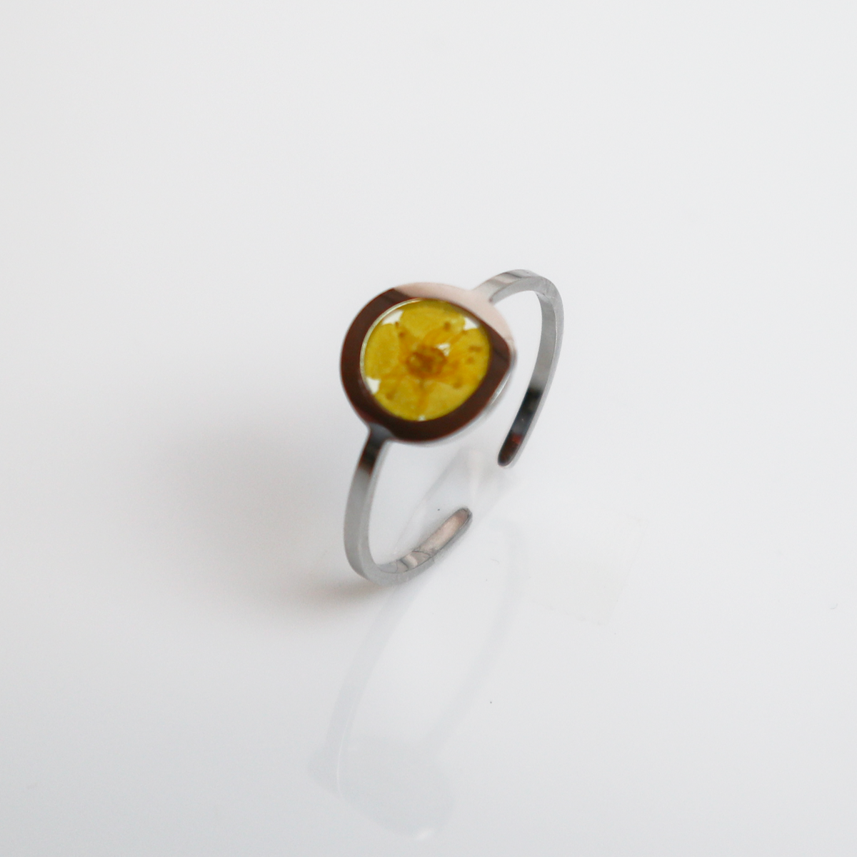 Ring GeoS Plum Bloesem Geel Zilver