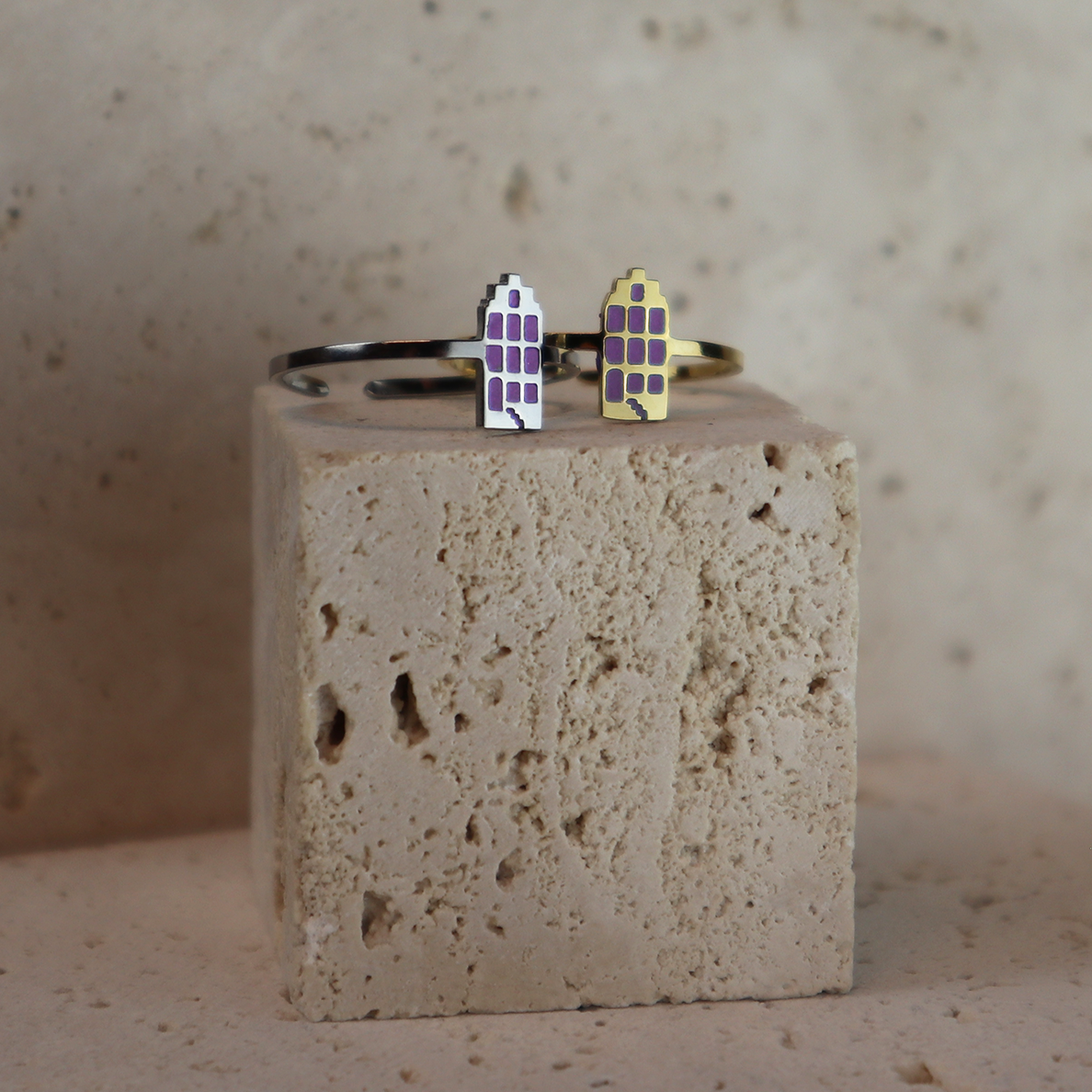 Ring - Grachtenpandje - Zilver - Paars