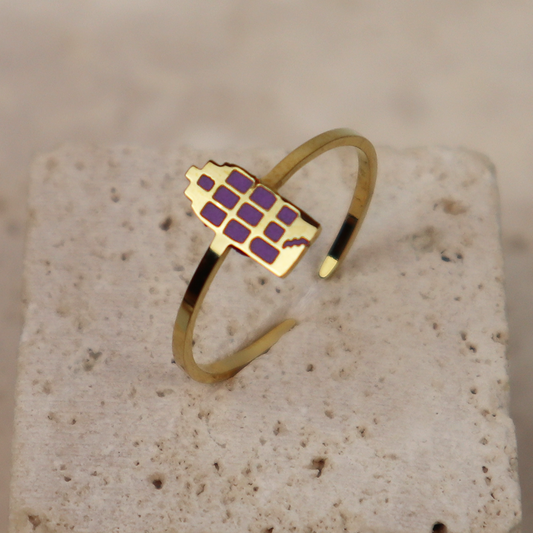 Ring - Grachtenpandje - Goud - Paars