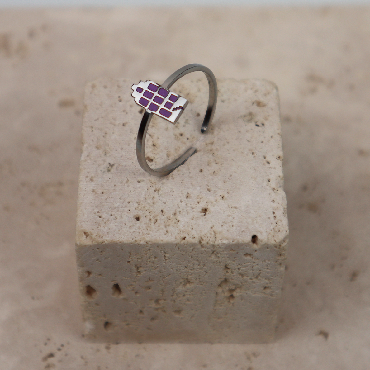 Ring - Grachtenpandje - Zilver - Paars