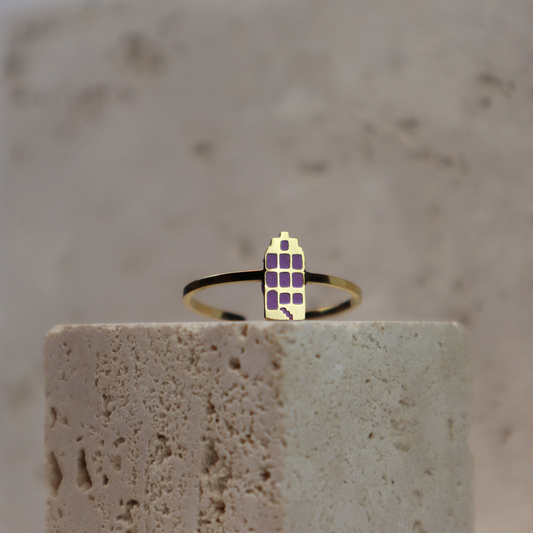 Ring - Grachtenpandje - Goud - Paars