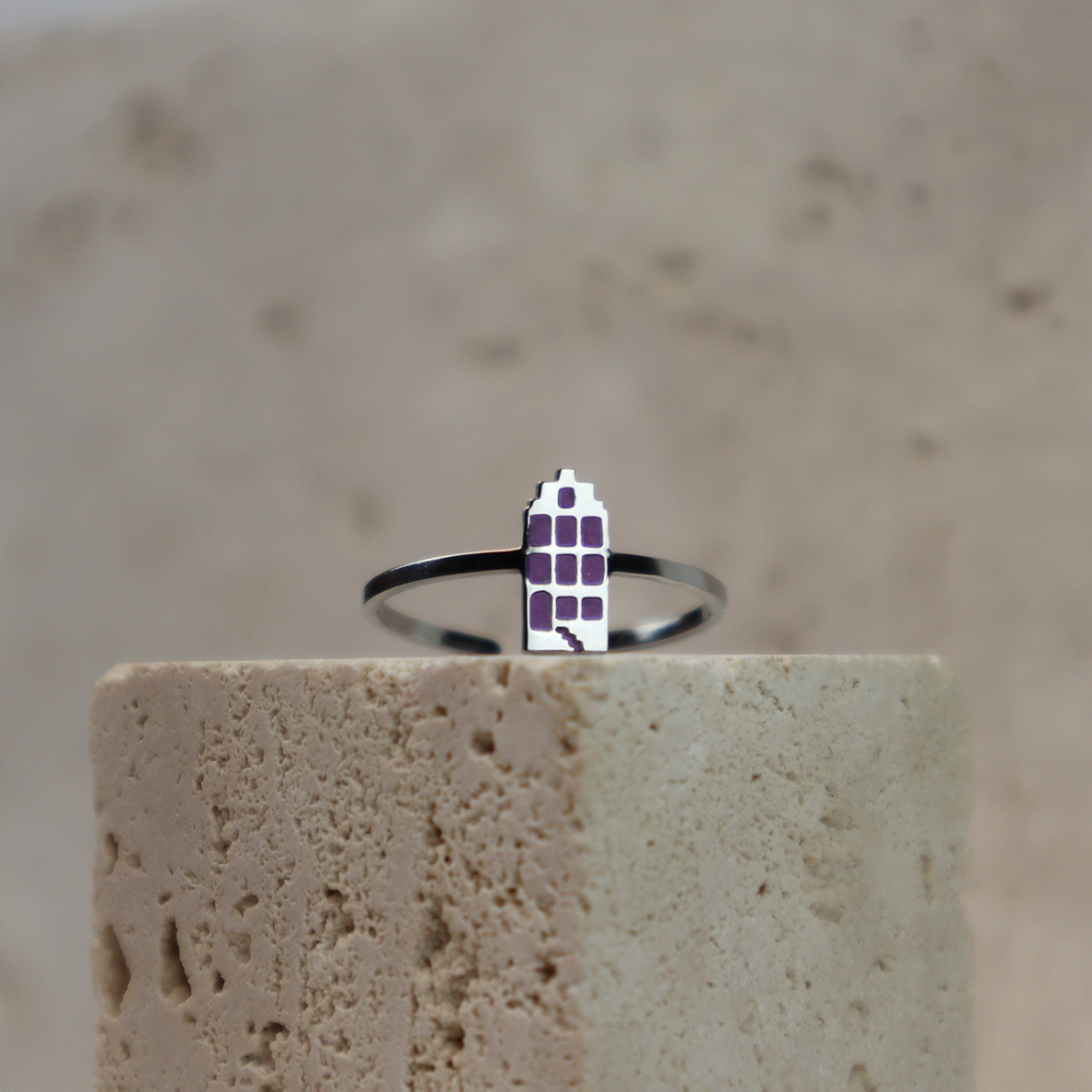 Ring - Grachtenpandje - Zilver - Paars