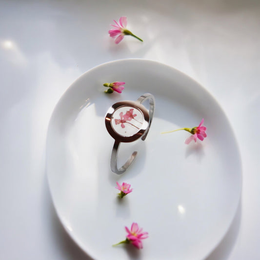 Drupt Ring GeoS Dille Licht Roze Zilver