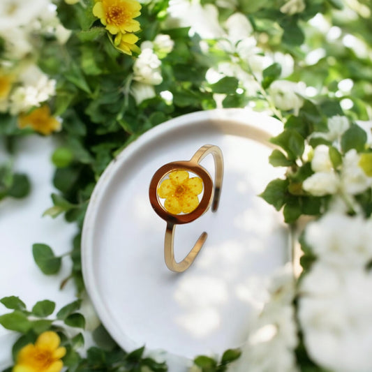 Drupt Ring GeoS Plum Bloesem Geel Goud