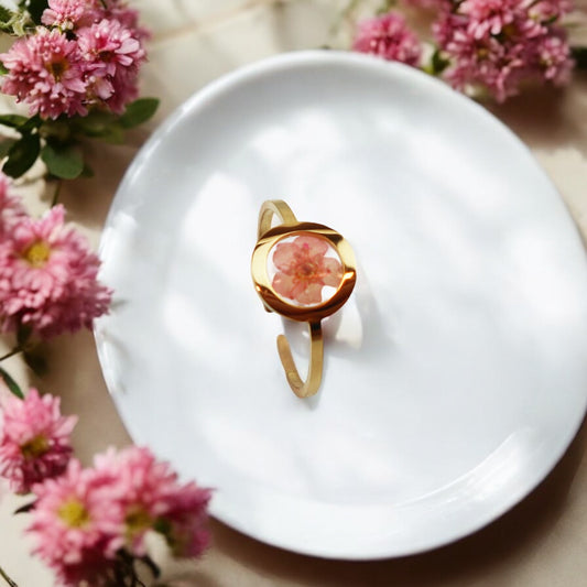 Ring GeoS - Plum Bloesem - Roze - Goud