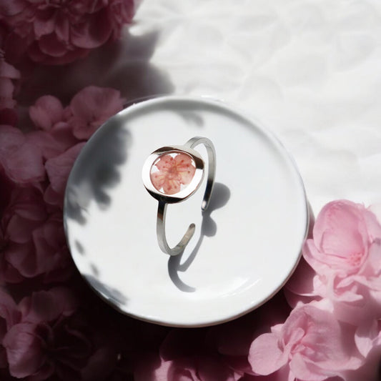 Ring GeoS - Plum Bloesem - Roze - Zilver