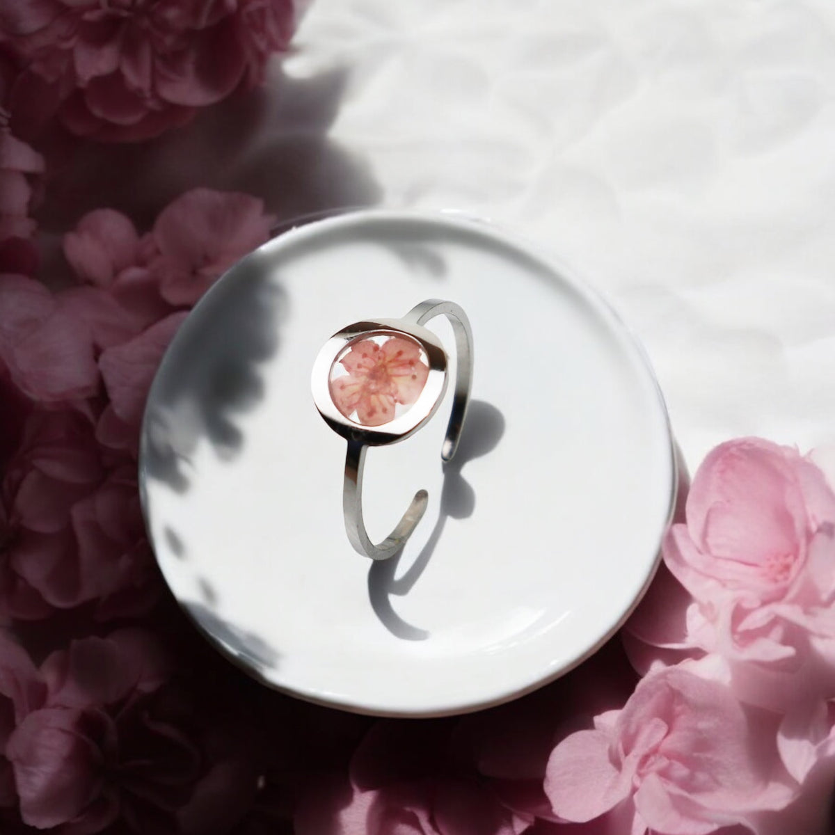 Ring GeoS - Plum Bloesem - Roze - Zilver
