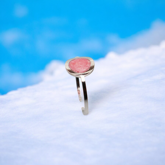 Geboortesteen Ring - Zilver - Oktober - Rozenkwarts Roze