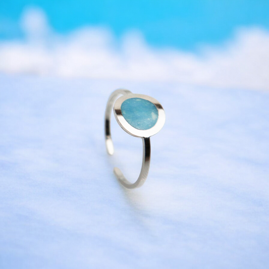 Geboortesteen Ring - Zilver - Maart - Aquamarijn Lichtblauw