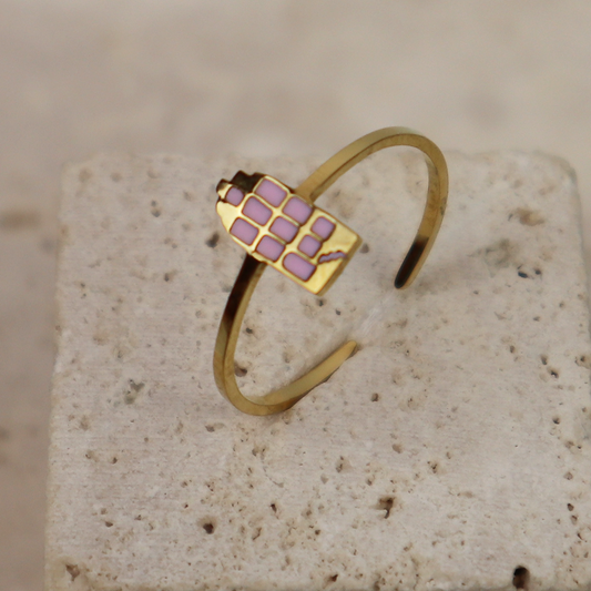 Ring - Grachtenpandje - Goud - Oud Roze