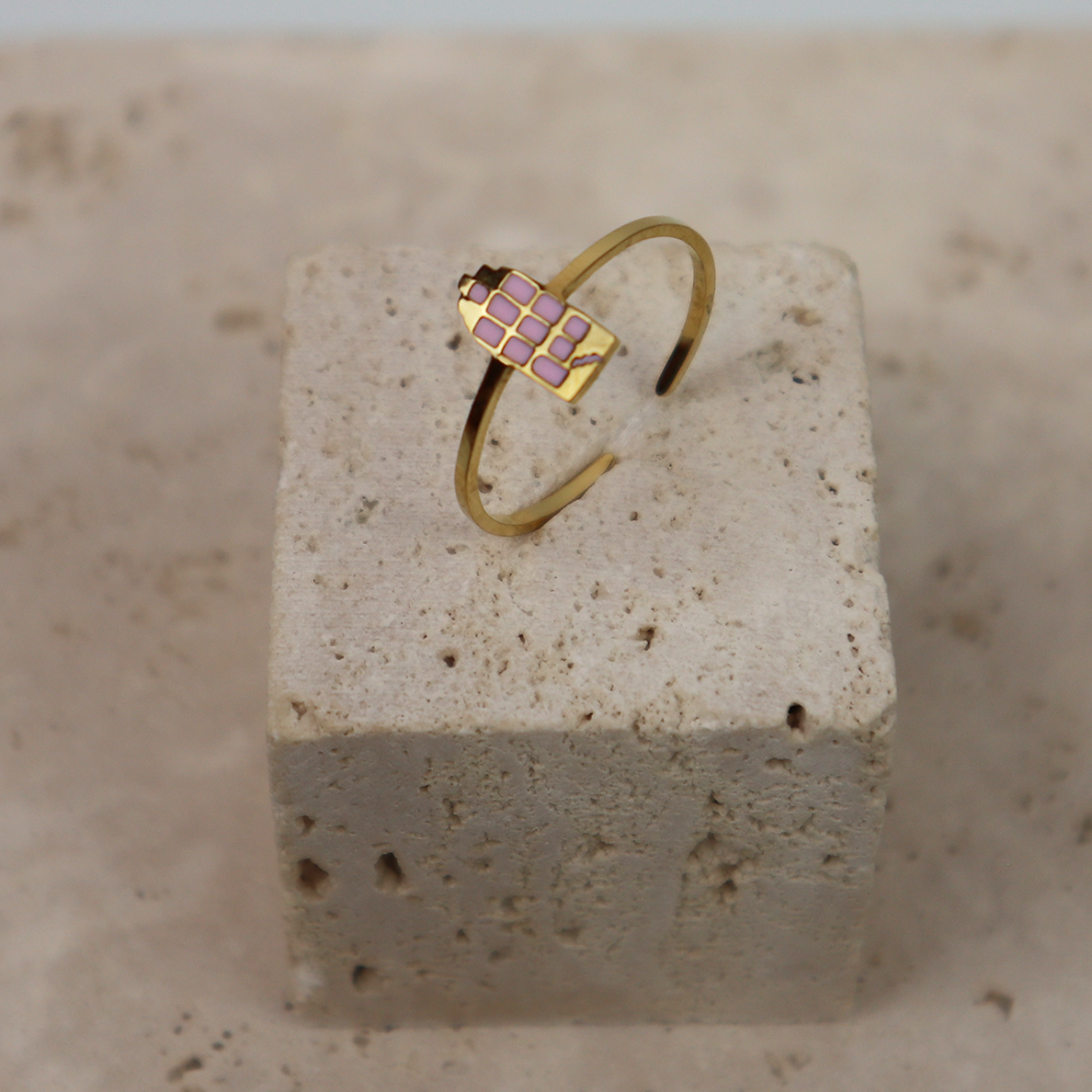 Ring - Grachtenpandje - Goud - Oud Roze