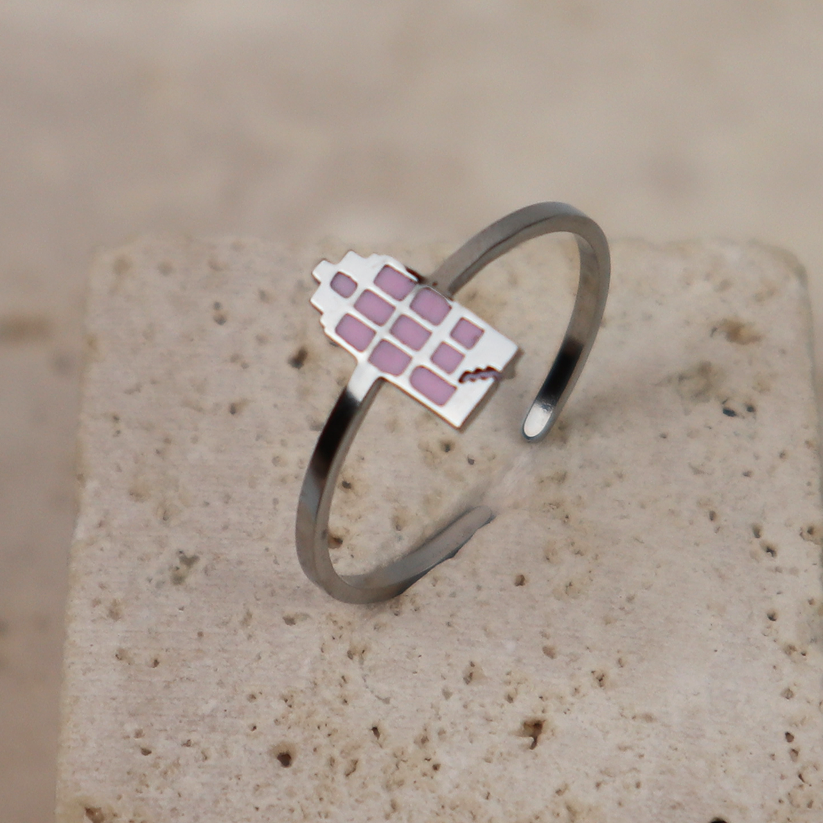 Ring - Grachtenpandje - Zilver - Roze