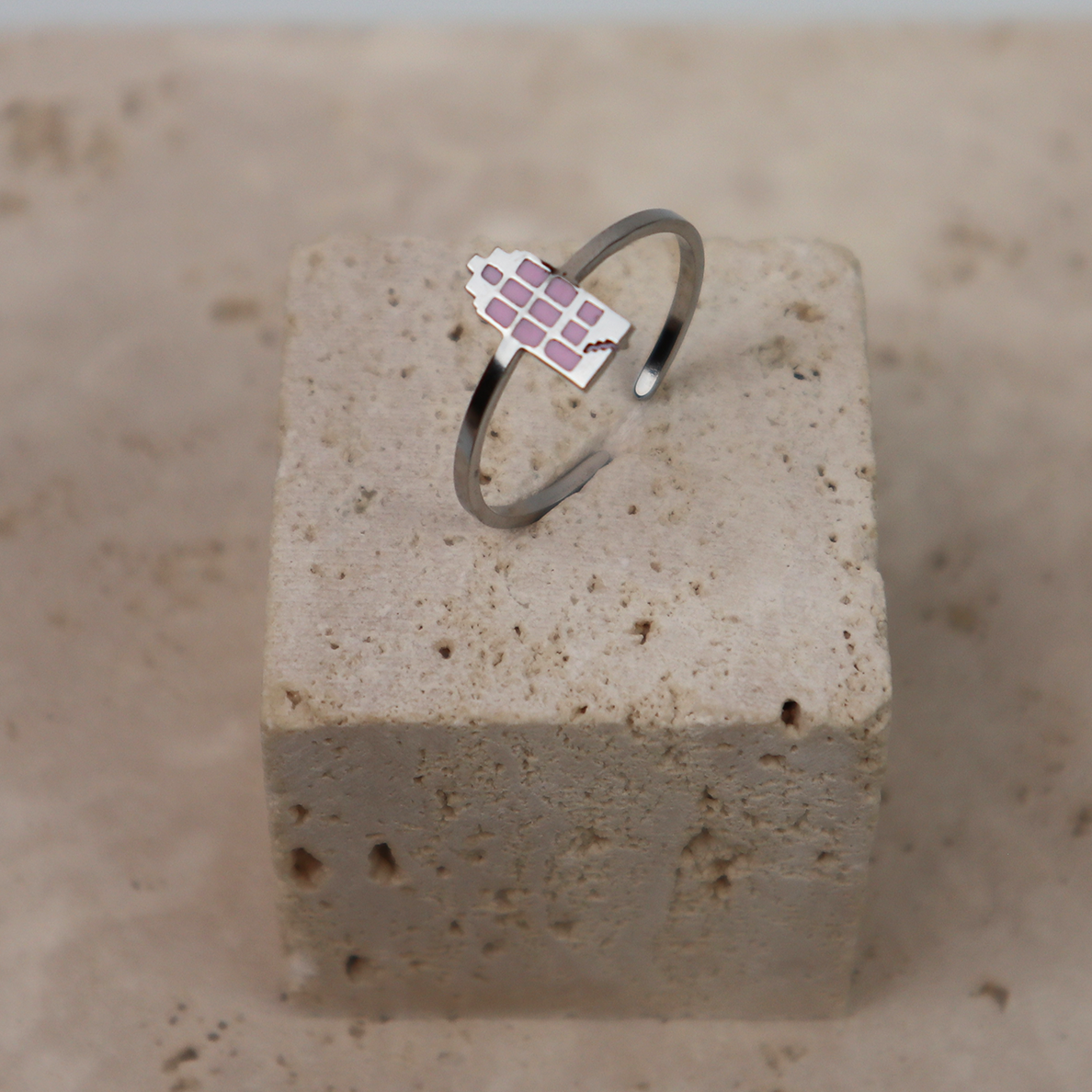 Ring - Grachtenpandje - Zilver - Roze