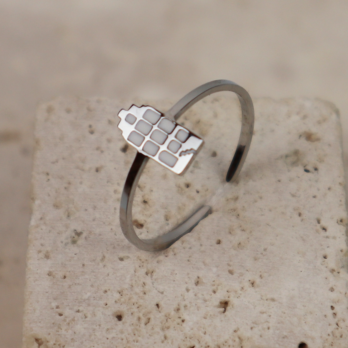 Ring - Grachtenpandje - Zilver - Wit