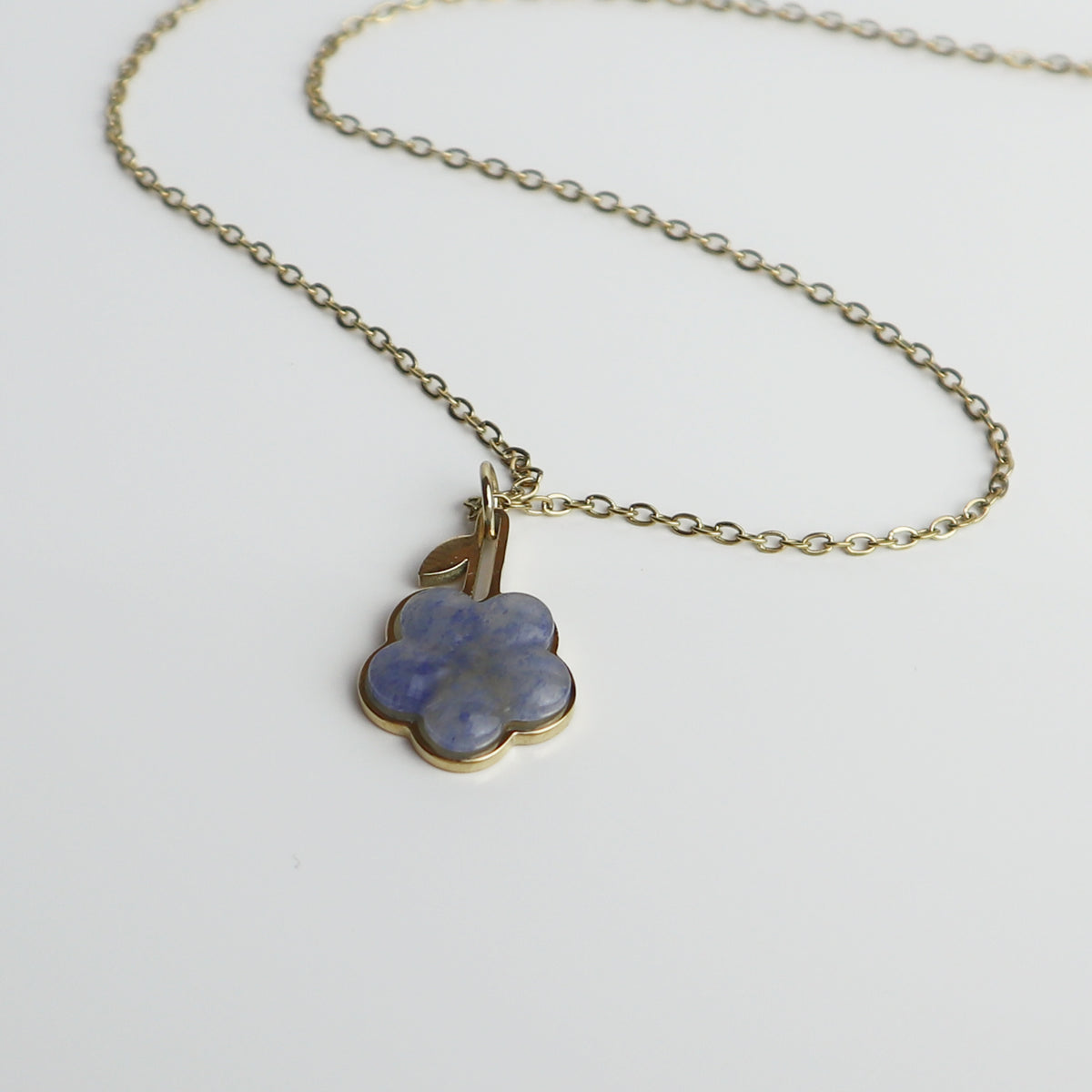 Hanger – Blauwe Aventurijn - Vergeet-me-niet - Goud
