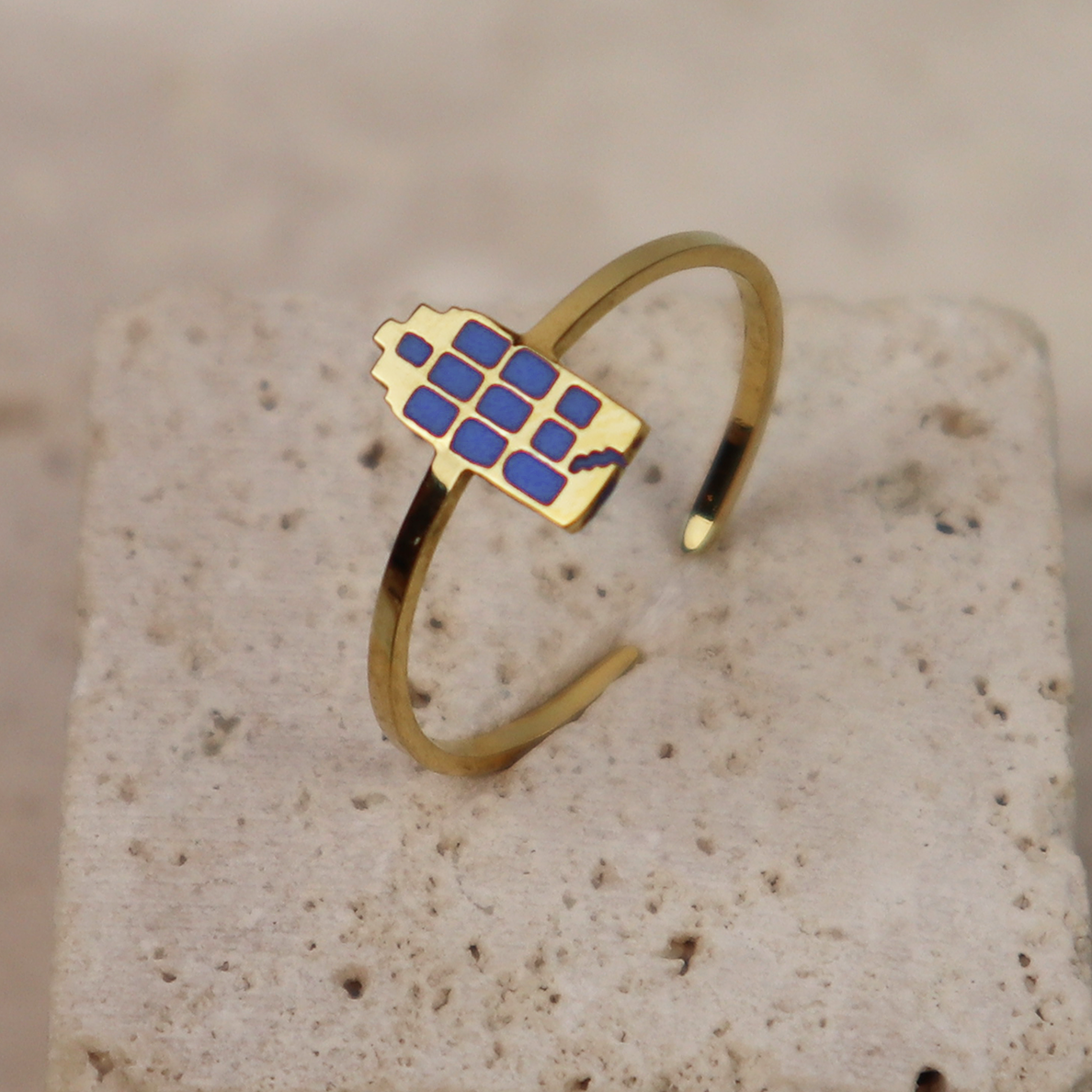 Ring - Grachtenpandje - Goud - Blauw