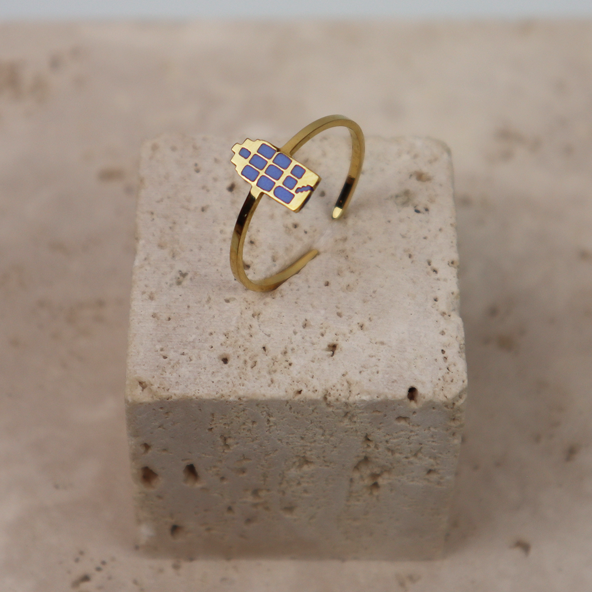 Ring - Grachtenpandje - Goud - Blauw