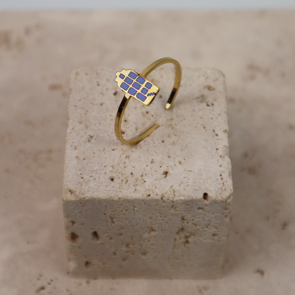 Ring - Grachtenpandje - Goud - Blauw