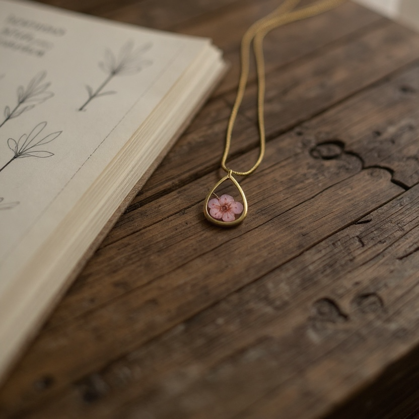 Hanger Drop – Plum Bloesem – Roze – Goud