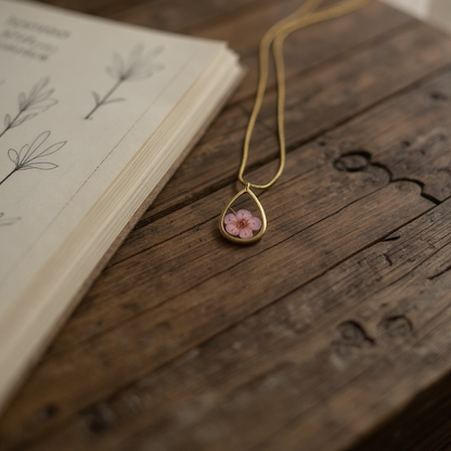 Hanger Drop – Plum Bloesem – Roze – Goud