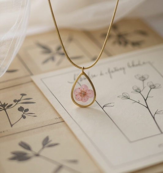 Hanger Drop – Plum Bloesem – Roze – Goud