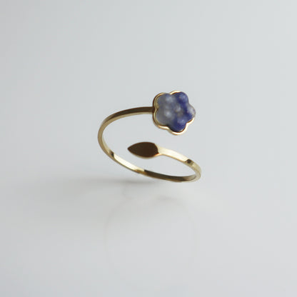 Ring – Blauwe Aventurijn - Vergeet-me-niet - Goud