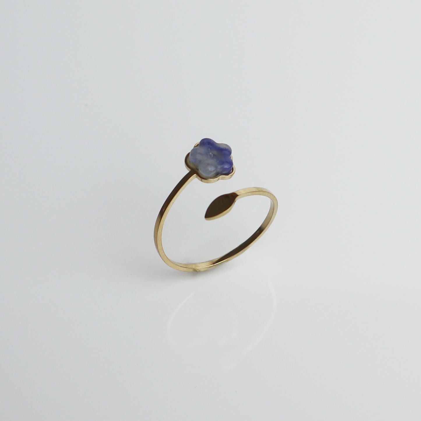 Ring – Blauwe Aventurijn - Vergeet-me-niet - Goud